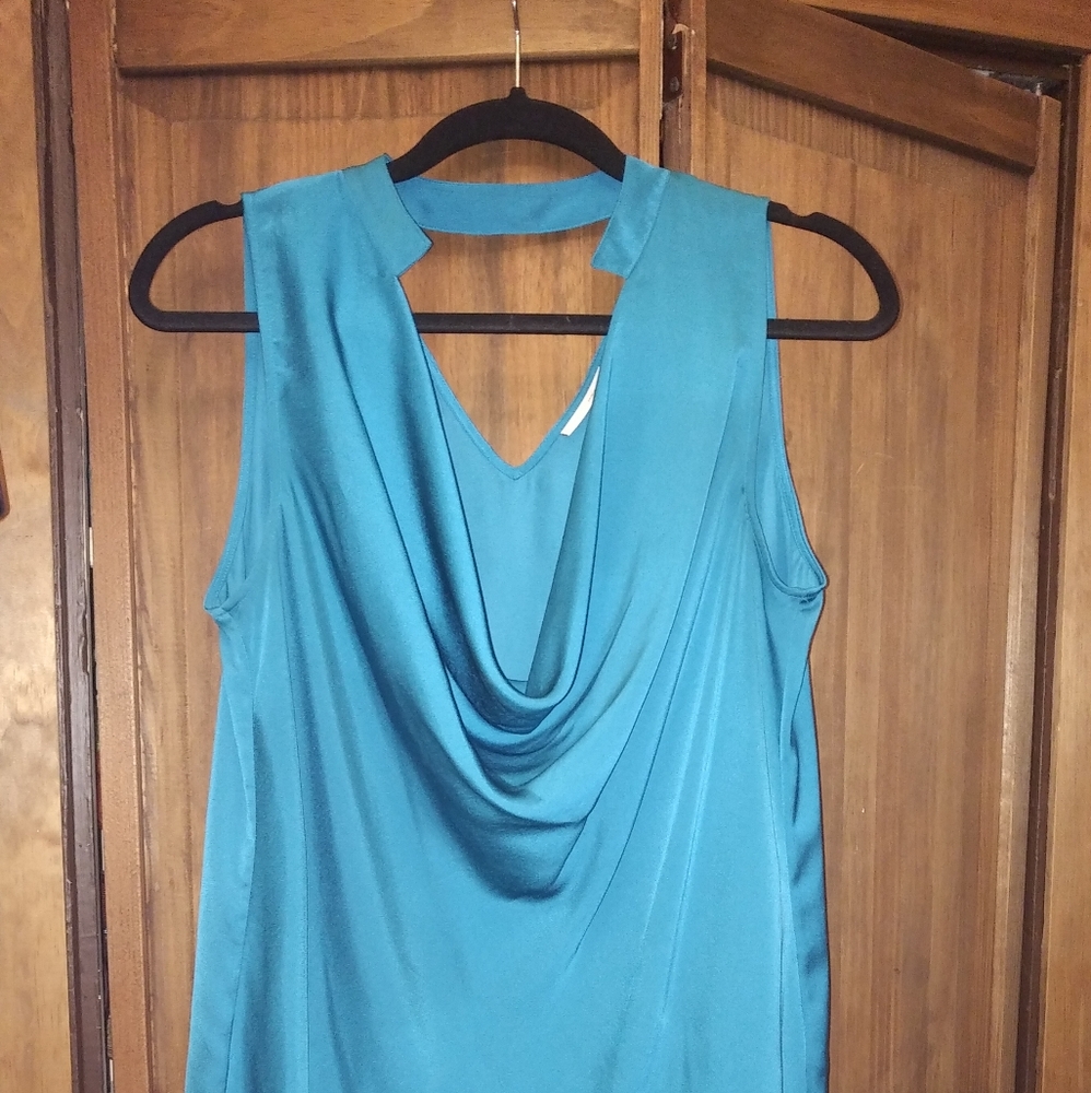 Halogen jewel tone blue silky top, size M